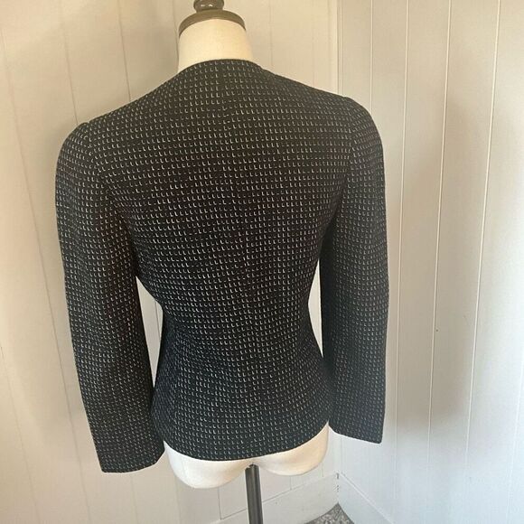 Vintage 80s Eric Sands Women’s Medium Black Tweed Hidden Button Blazer Jacket - Picture 7 of 11